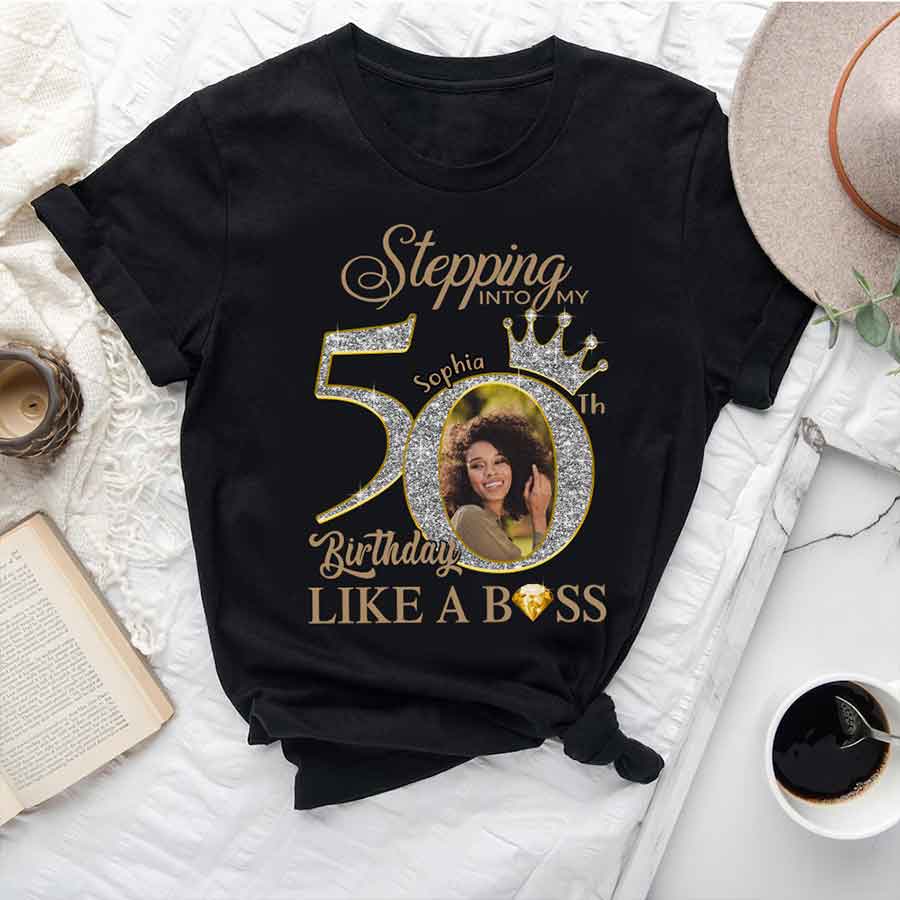 Custom Face Photo 50&#39;s Birthday Shirt, 50th Birthday Unique T Shirt For Woman, Custom Birthday Shirt, Her Gifts For 50 Years Old, Custom Picture Tee, Personalized Birthday Shirt-YPT-HCT