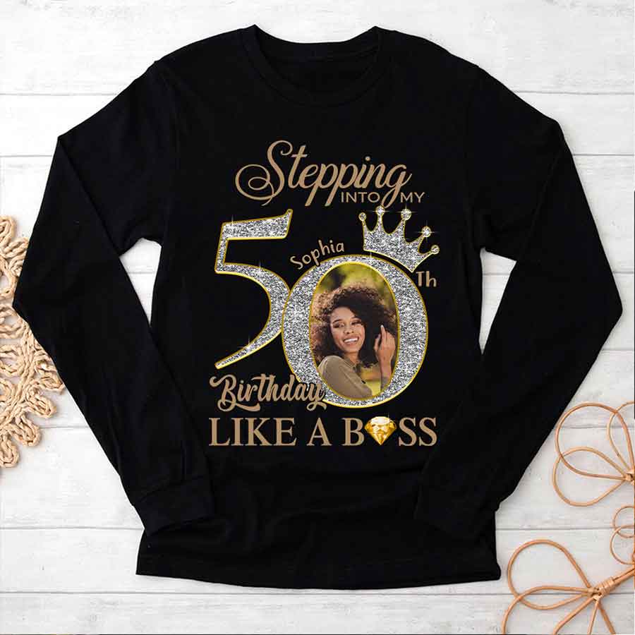 Custom Face Photo 50&#39;s Birthday Shirt, 50th Birthday Unique T Shirt For Woman, Custom Birthday Shirt, Her Gifts For 50 Years Old, Custom Picture Tee, Personalized Birthday Shirt-YPT-HCT