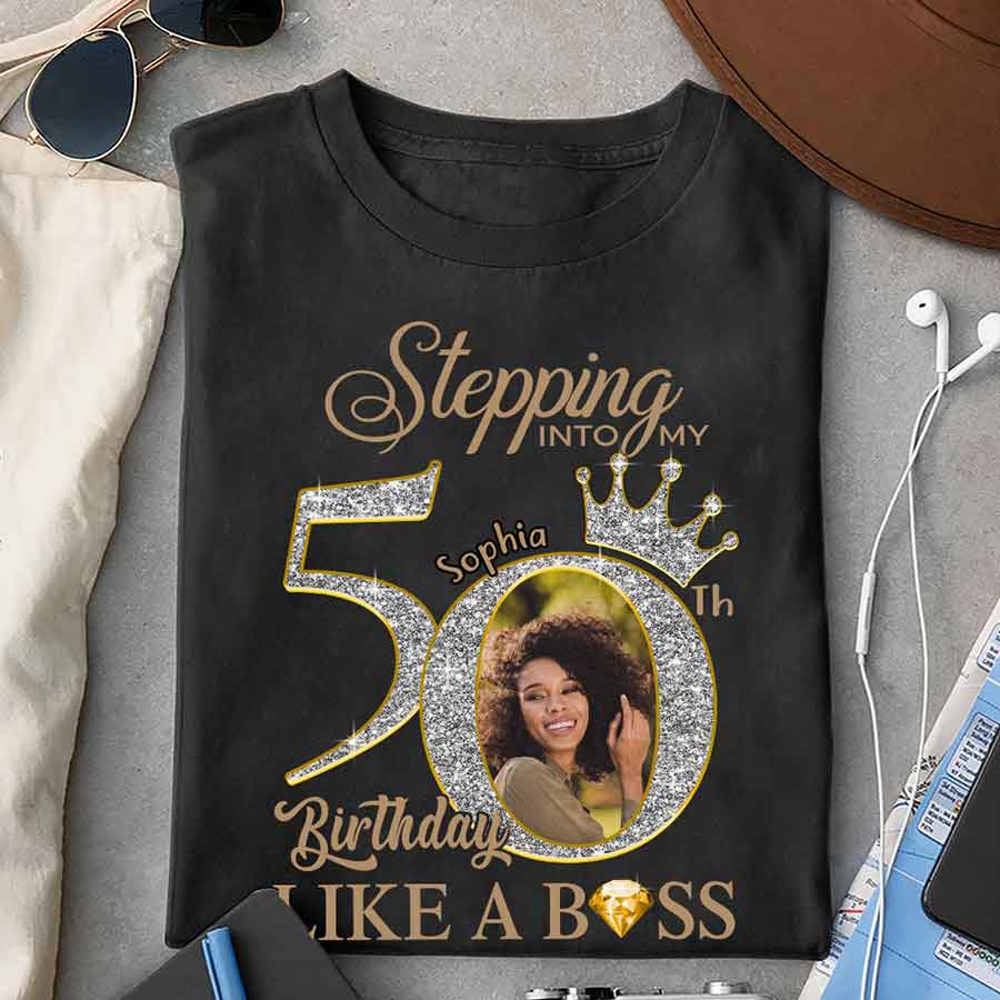 Custom Face Photo 50&#39;s Birthday Shirt, 50th Birthday Unique T Shirt For Woman, Custom Birthday Shirt, Her Gifts For 50 Years Old, Custom Picture Tee, Personalized Birthday Shirt-YPT-HCT
