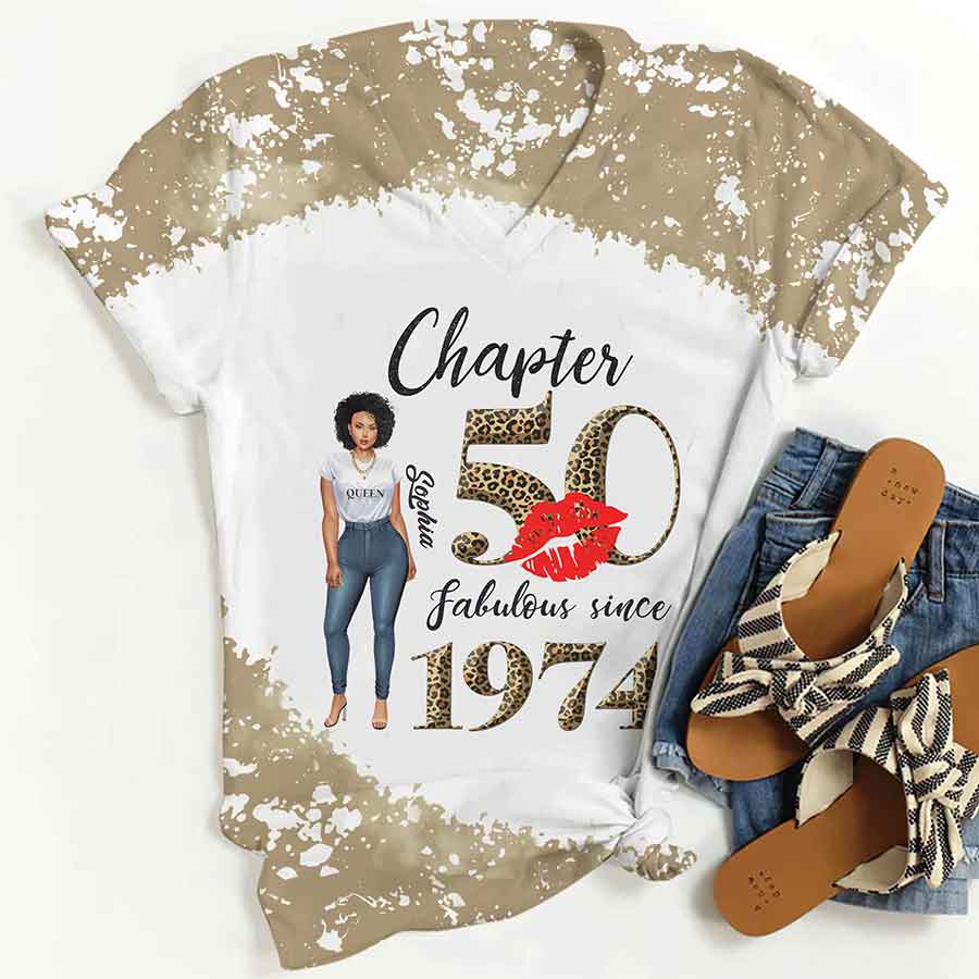 Chapter 50, Fabulous Since 1974 50th Birthday Unique T Shirt For Woman, Custom Birthday Shirt, Her Gifts For 50 Years Old , Turning 50 Birthday Cotton Shirt-YPT-HCT