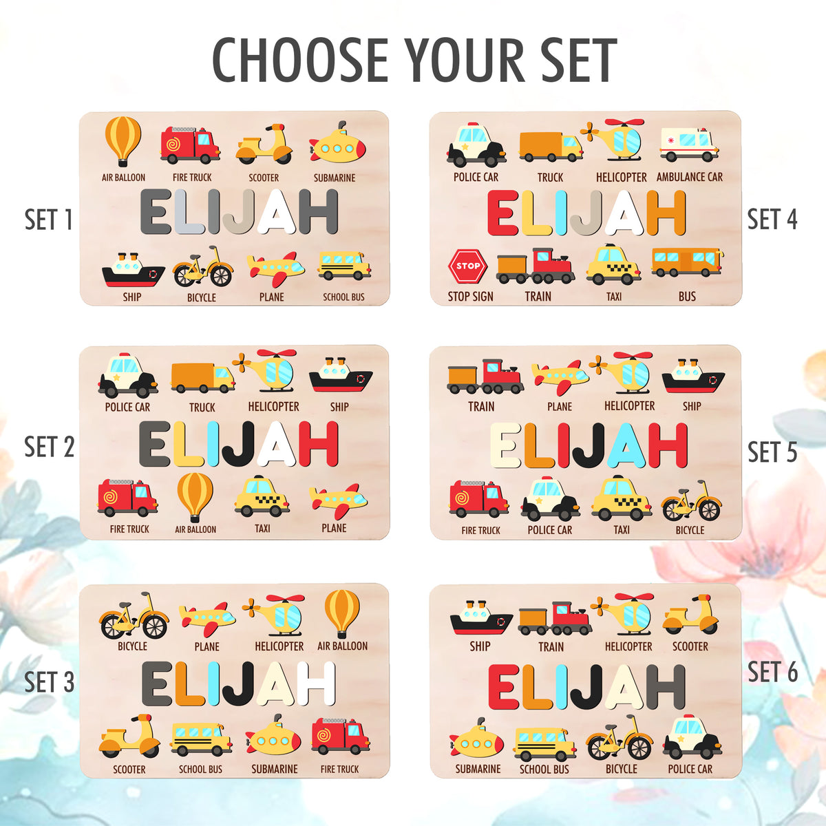 Personalized BusyBoard with Transport, Custom Sensory Board for kids, Custom Cars toys for kids, Montessori Board, Wooden Puzzle Board