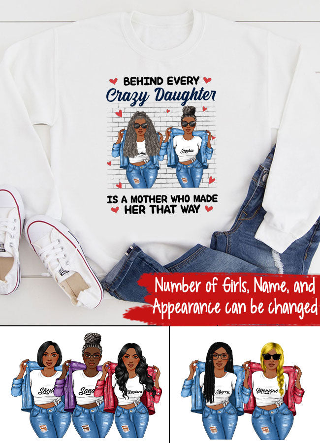 Personalized Mothers Day Shirts, Mother&#39;s Day Gifts, Behind Every Crazy Daughter Shirt, Mother Day Shirt Ideas