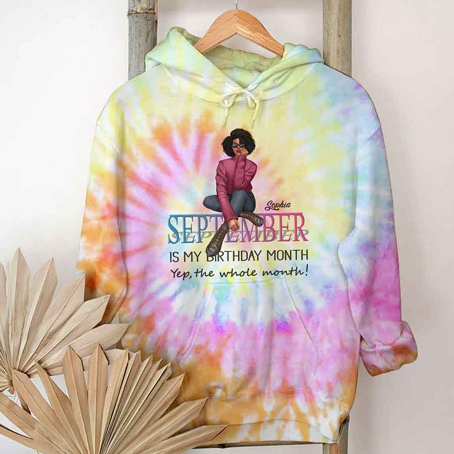 September Birthday Shirt, Custom Birthday Shirt, Queens are Born In September, September Birthday Shirts For Woman, September Birthday Gifts, Melanin Afro Woman Shirt, Black Girl Tee, Afro Queen Black Pride Gift-YPT-HCT