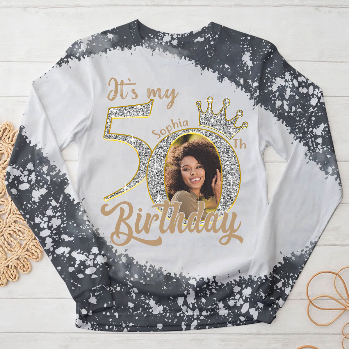 Custom Face Photo 50's Birthday Shirt, 50th Birthday Unique T Shirt For Woman, Custom Birthday Shirt, Her Gifts For 50 Years Old, Custom Picture Tee, Personalized Birthday Shirt-YPT-HCT