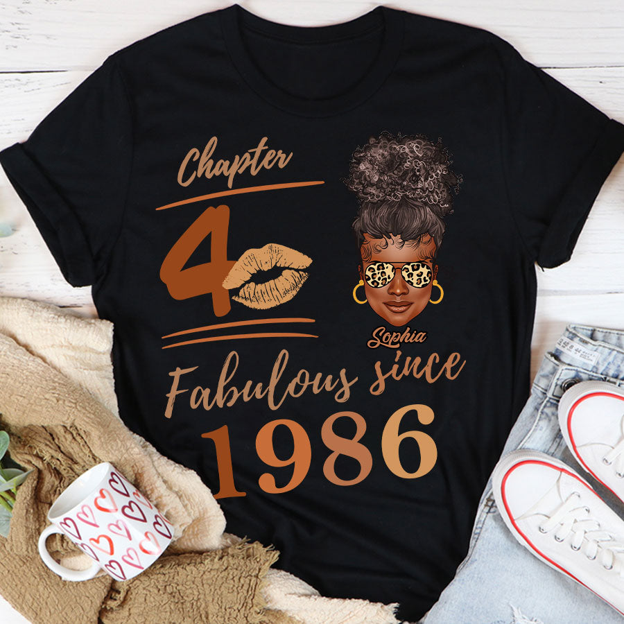 Chapter 40, Fabulous Since 1986 40th Birthday Unique T Shirt For Woman, Her Gifts For 40 Years Old , Turning 40 Birthday Cotton Shirt TLQ