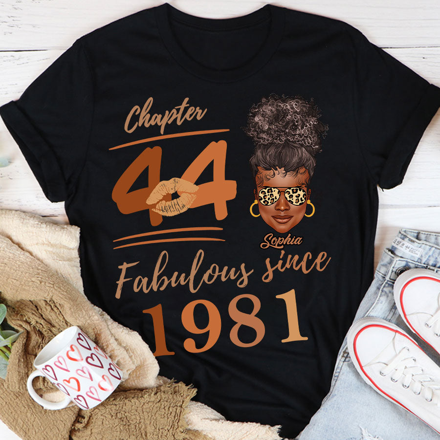 Chapter 44, Fabulous Since 1981 44th Birthday Unique T Shirt For Woman, Her Gifts For 44 Years Old , Turning 44 Birthday Cotton Shirt TLQ