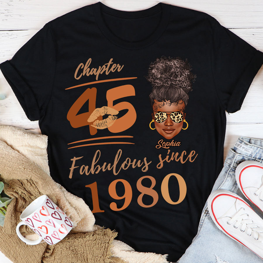 Chapter 45, Fabulous Since 1980 45th Birthday Unique T Shirt For Woman, Her Gifts For 45 Years Old , Turning 45 Birthday Cotton Shirt TLQ