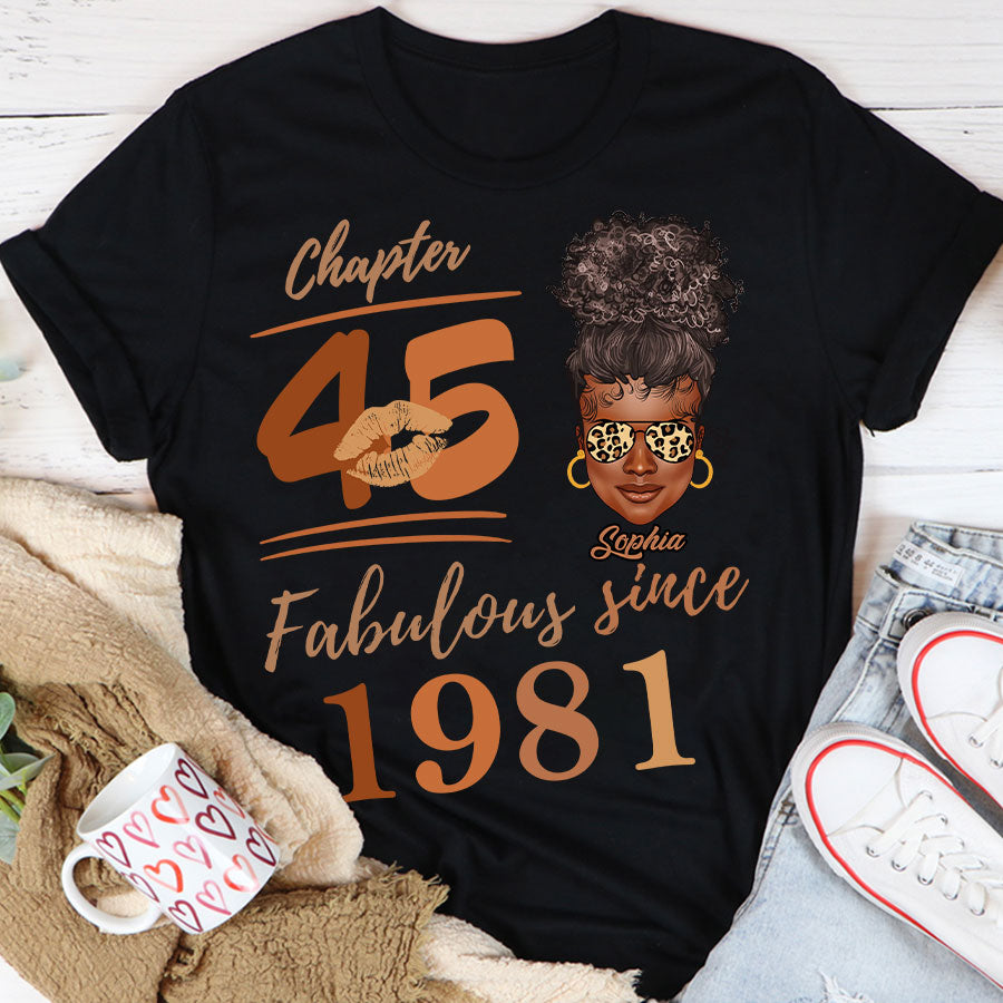 Chapter 45, Fabulous Since 1981 45th Birthday Unique T Shirt For Woman, Her Gifts For 45 Years Old , Turning 45 Birthday Cotton Shirt TLQ