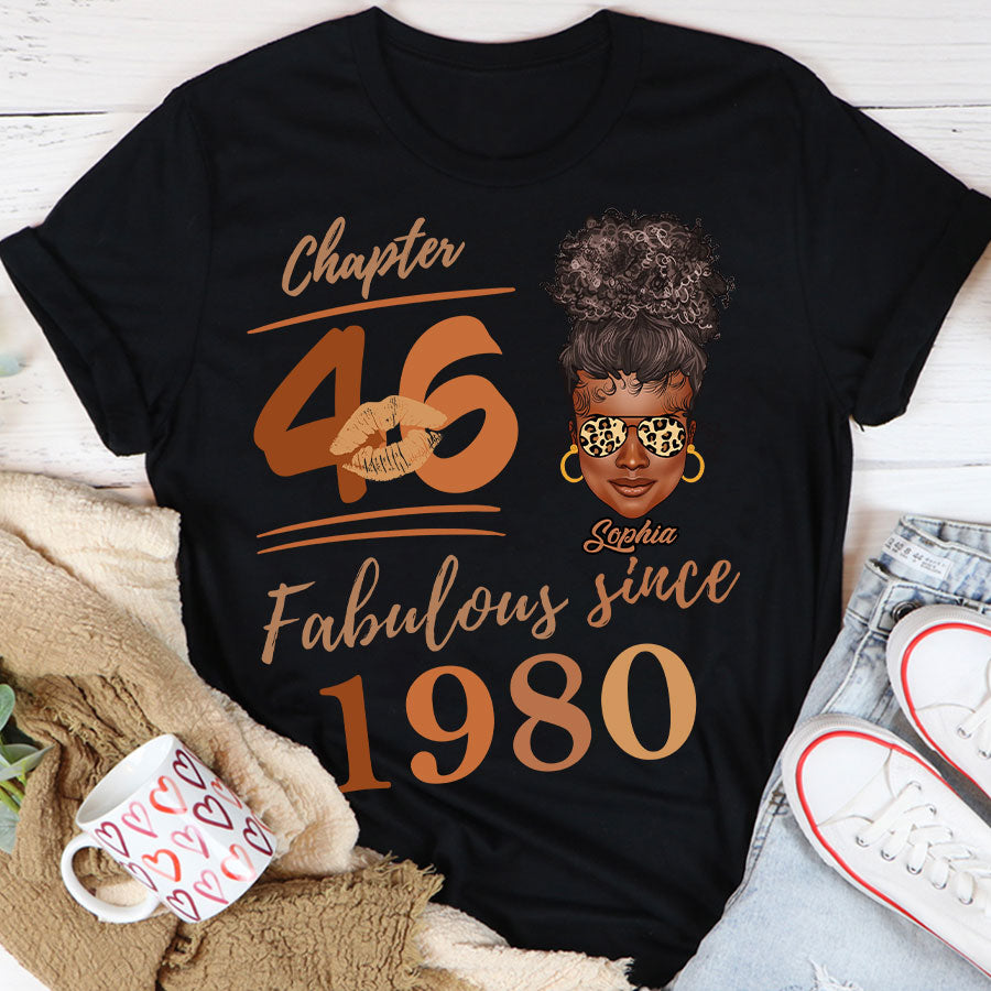 Chapter 46, Fabulous Since 1980 46th Birthday Unique T Shirt For Woman, Her Gifts For 46 Years Old , Turning 46 Birthday Cotton Shirt TLQ