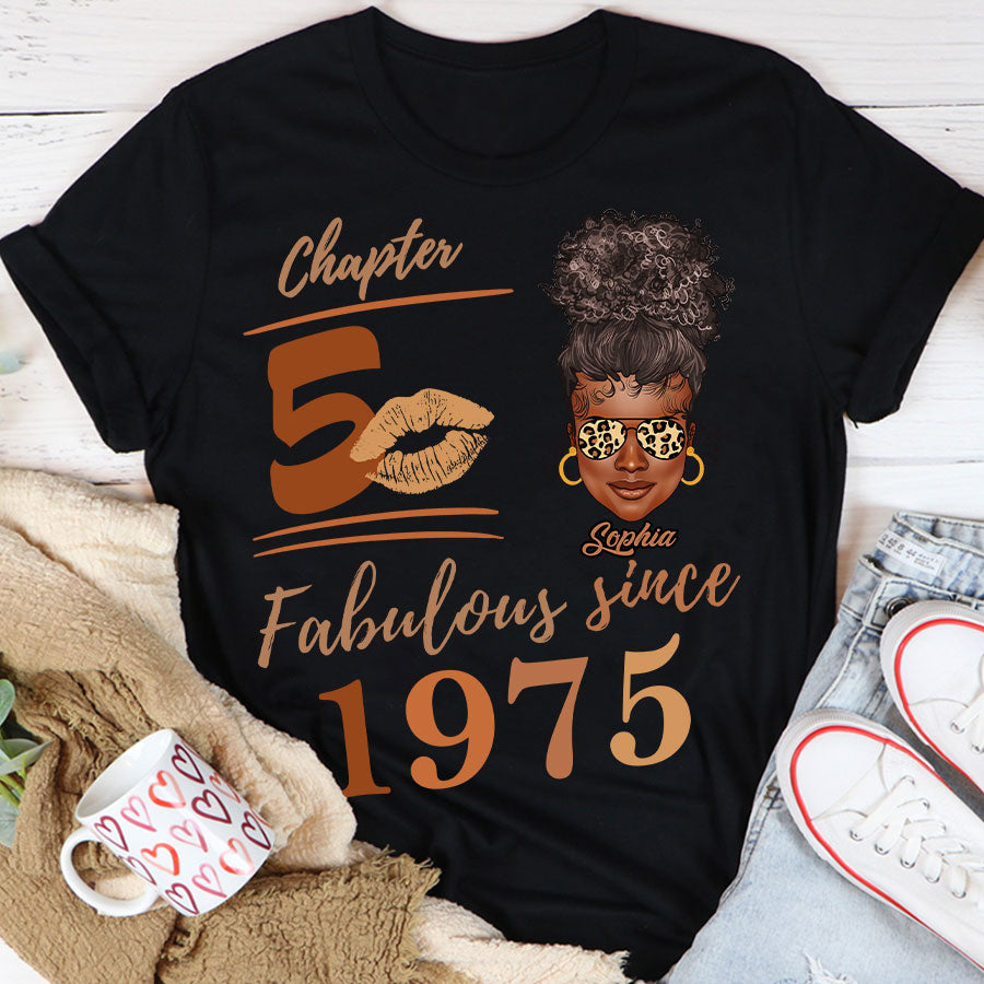 Chapter 50, Fabulous Since 1975 50th Birthday Unique T Shirt For Woman, Her Gifts For 50 Years Old , Turning 50 Birthday Cotton Shirt - TLQ
