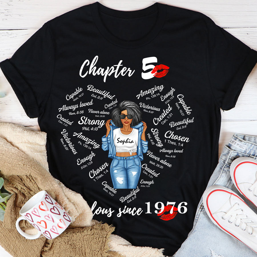 Chapter 50 Fabulous Since 1976 50th Birthday Unique T Shirt For Woman, Her Gifts For 50 Years Old , Turning 50 Birthday Cotton Shirt-TLQ