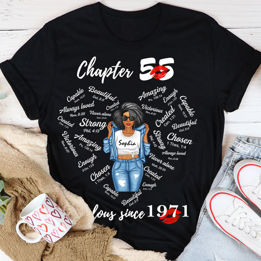 Chapter 55, Fabulous Since 1971 55th Birthday Unique T Shirt For Woman, Her Gifts For 55 Years Old , Turning 55 Birthday Cotton Shirt-TLQ