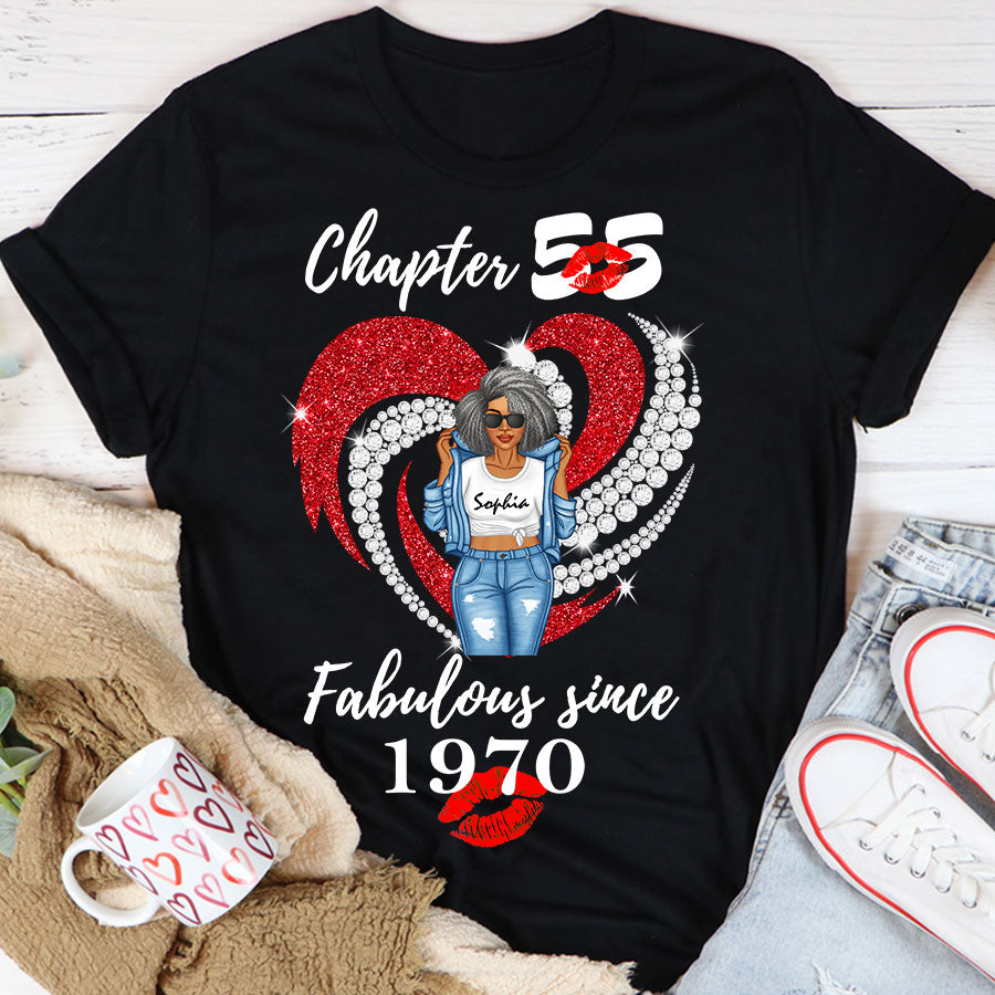Personalised 55th Birthday Gifts, 1970 T Shirt, Gift Ideas 55th Birthday Woman - TLQ