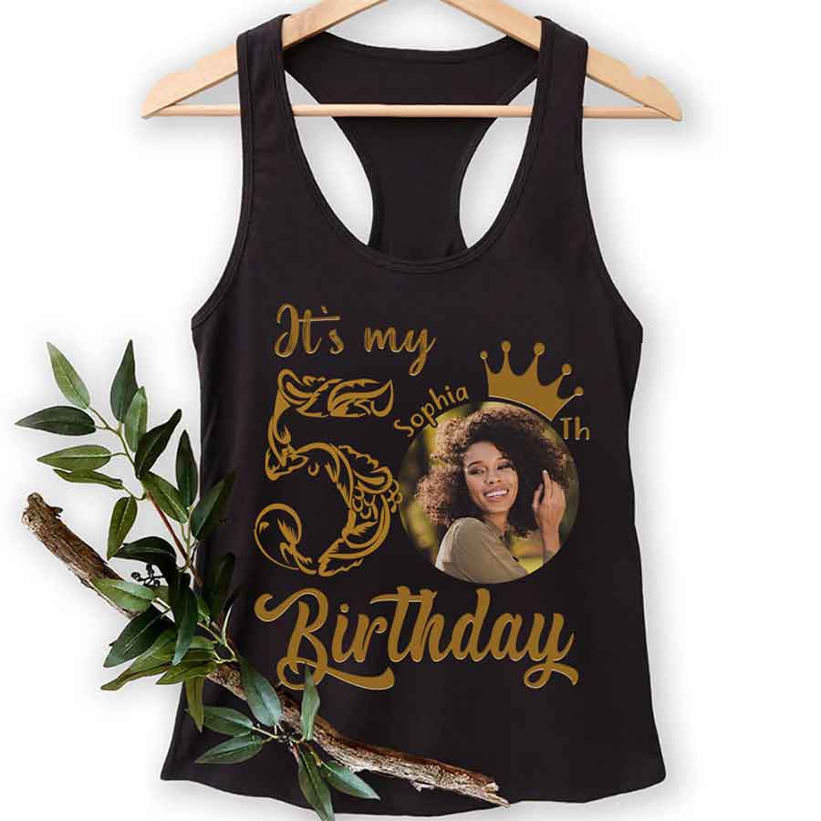 Custom Face Photo 50&#39;s Birthday Shirt, 50th Birthday Unique T Shirt For Woman, Custom Birthday Shirt, Her Gifts For 50 Years Old, Custom Picture Tee, Personalized Birthday Shirt-YPT-HCT