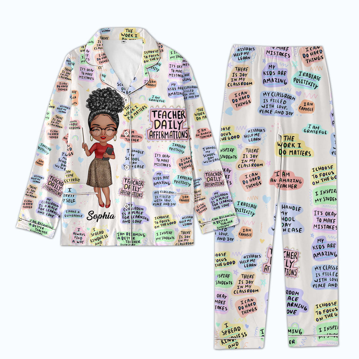 Personalized Women's Pajama Set, Gift For Teacher - Love Teacher Life Gift