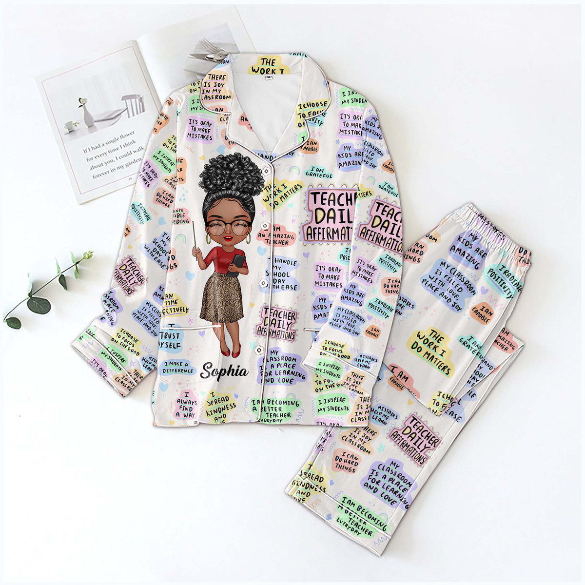 Personalized Women's Pajama Set, Gift For Teacher - Love Teacher Life Gift