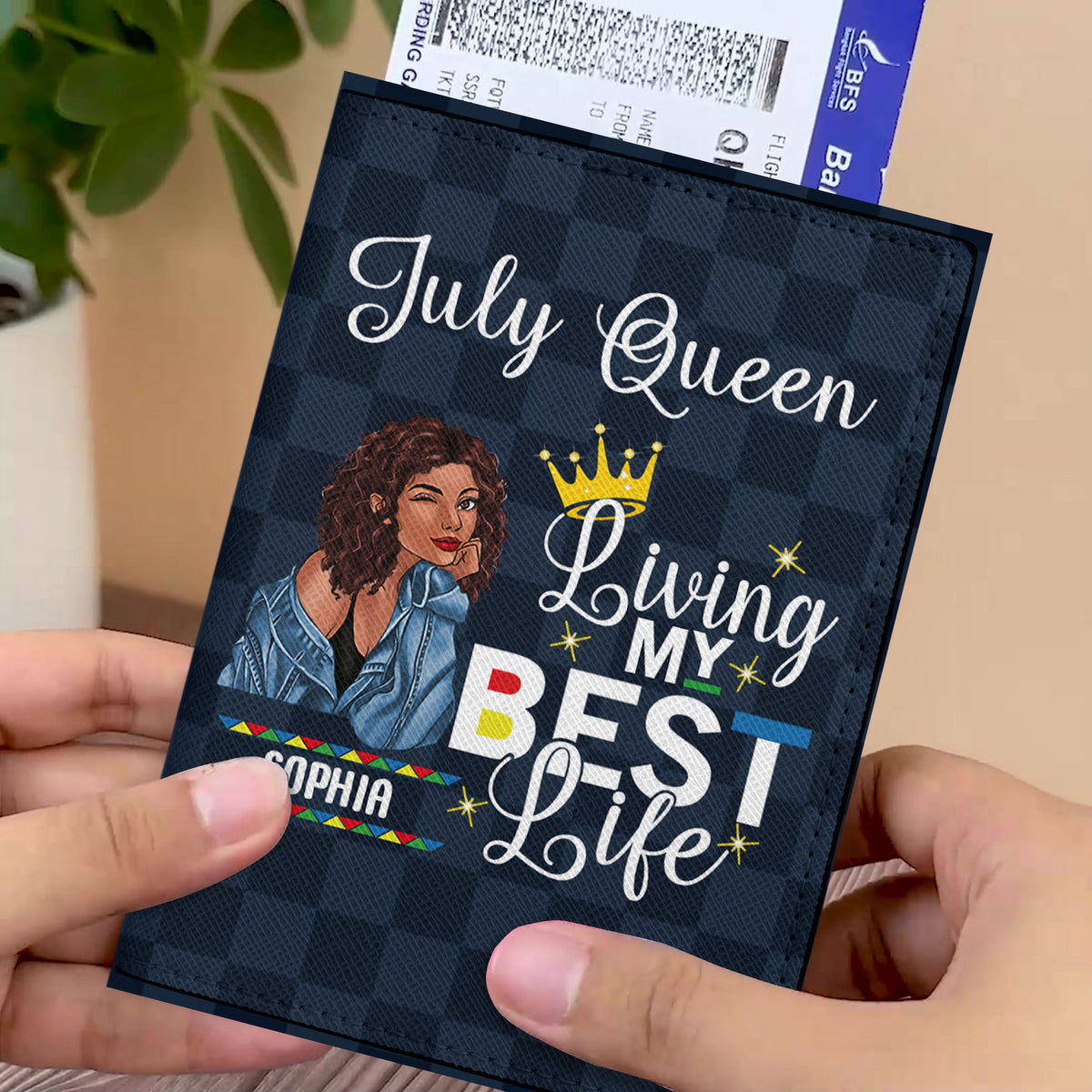 Personalized Passport Cover, customized gifts for July Girls, Living my best life, Best Gift For Friend, July  Girls