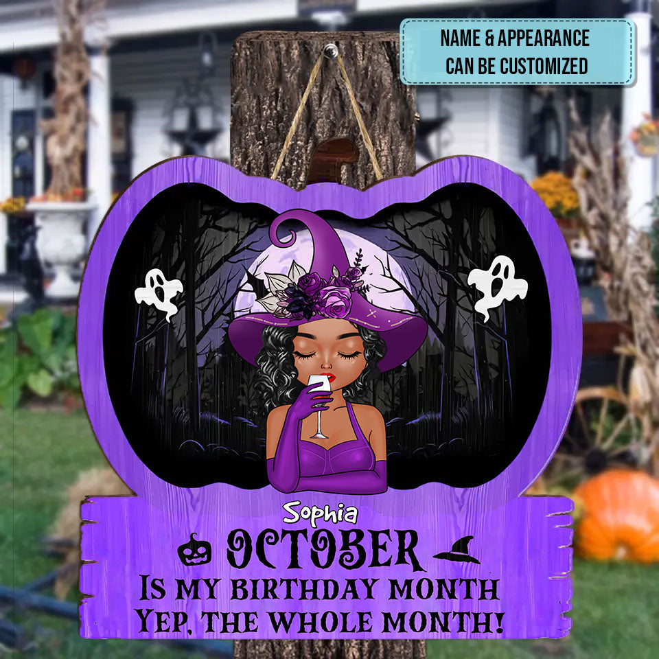 Personalized Custom Door Sign - Halloween Gifts, Gifts For October Girls, October Birthday Gifts For Woman