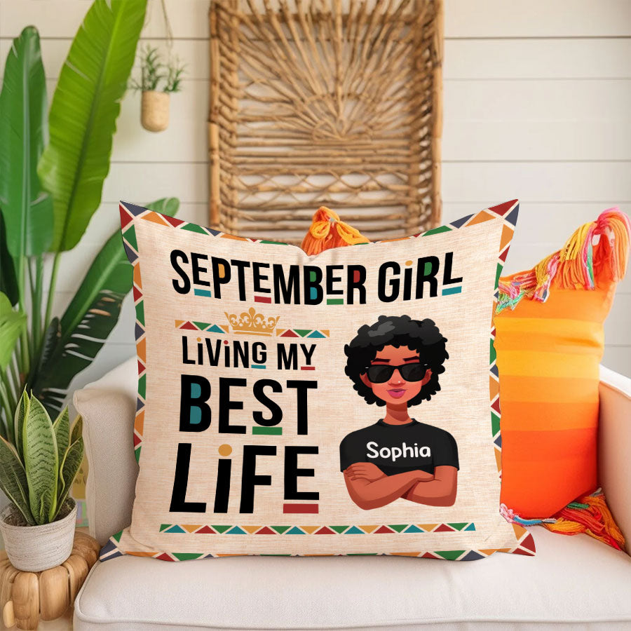 Personalized Pillow - Custom Birthday Gifts For September Girls, September Pillow, September Girl Birthday Gift