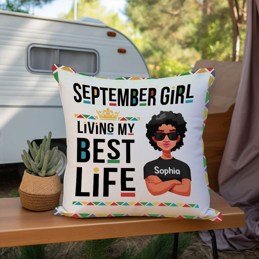 Personalized Pillow - Custom Birthday Gifts For September Girls, September Pillow, September Girl Birthday Gift