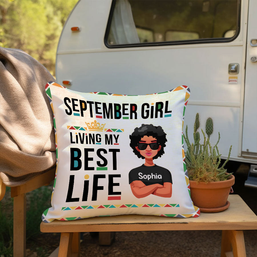 Personalized Pillow - Custom Birthday Gifts For September Girls, September Pillow, September Girl Birthday Gift