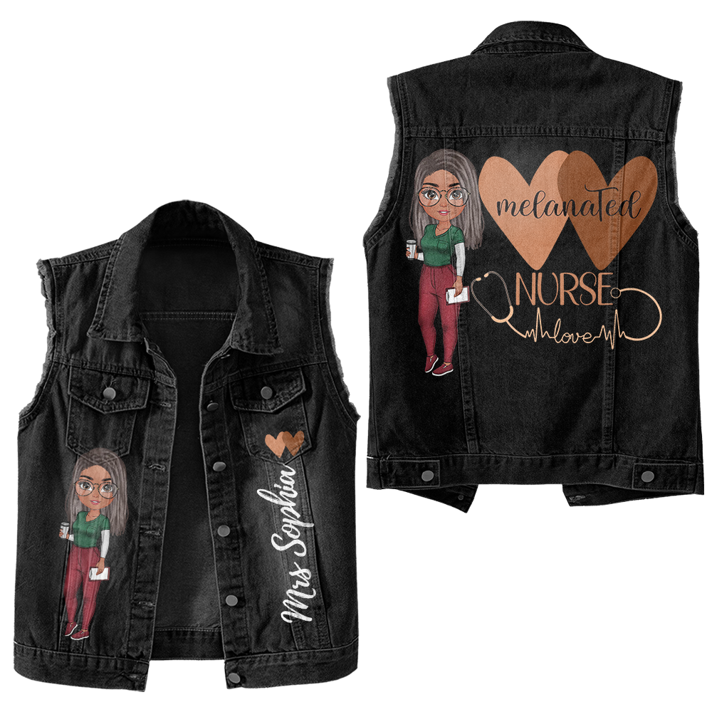 Premium Log Denim Vest - Gift For Women, Denim Vest Nurse, Nurse Gift Idea