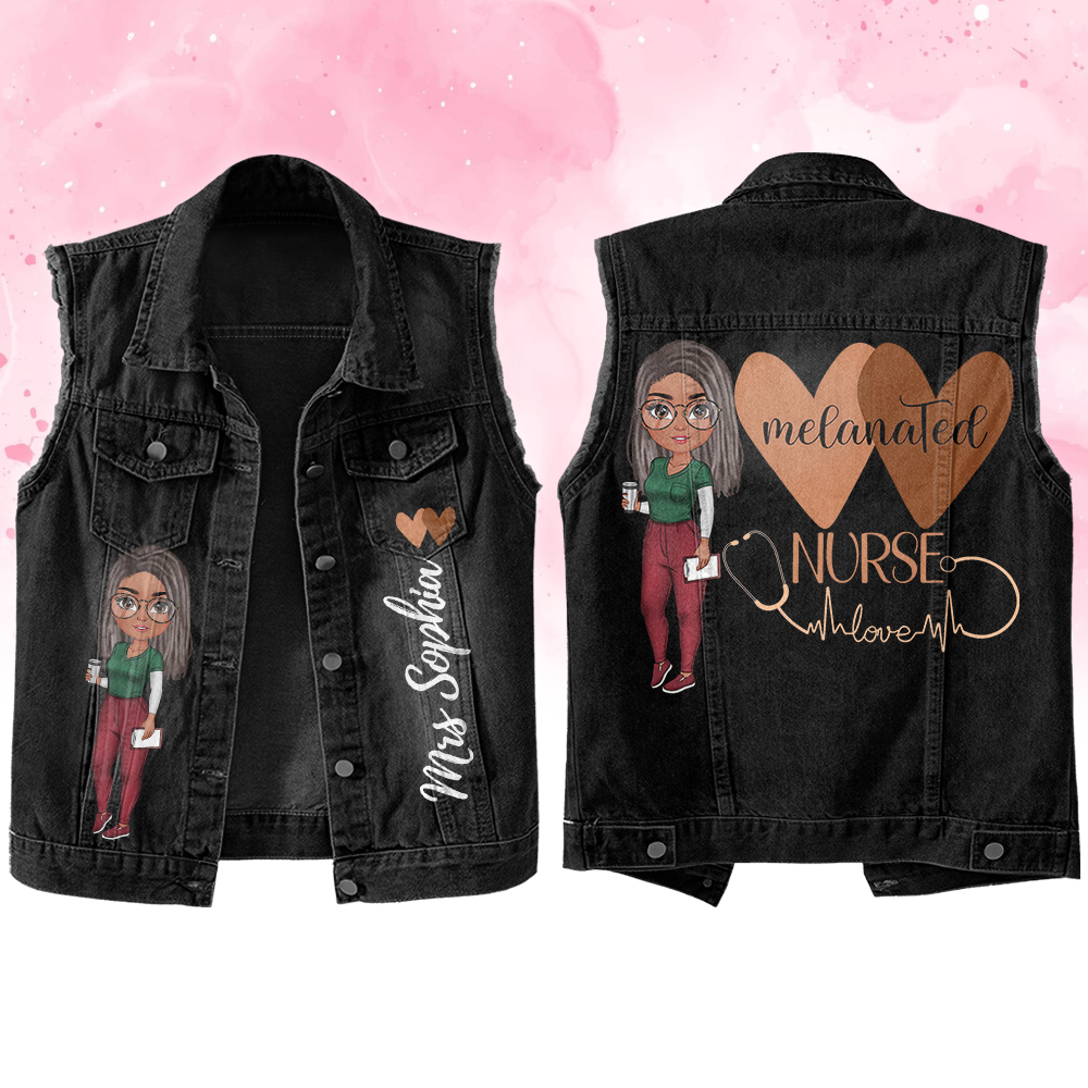 Premium Log Denim Vest - Gift For Women, Denim Vest Nurse, Nurse Gift Idea
