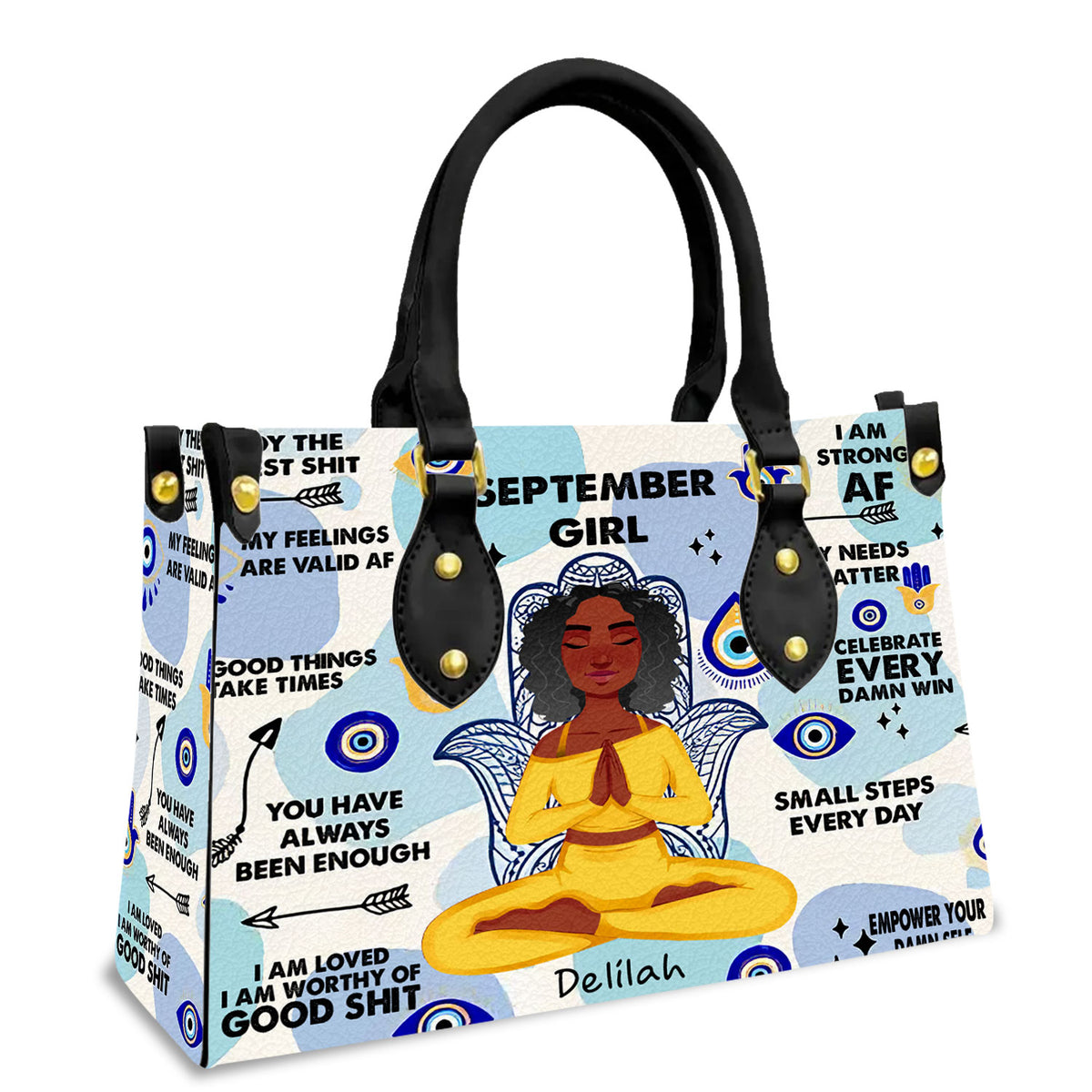 Personalized Leather Bag - Birthday, Handbag Personalized, Custom Birthday Gift for Yoga Lovers, Queens Are Born In September
