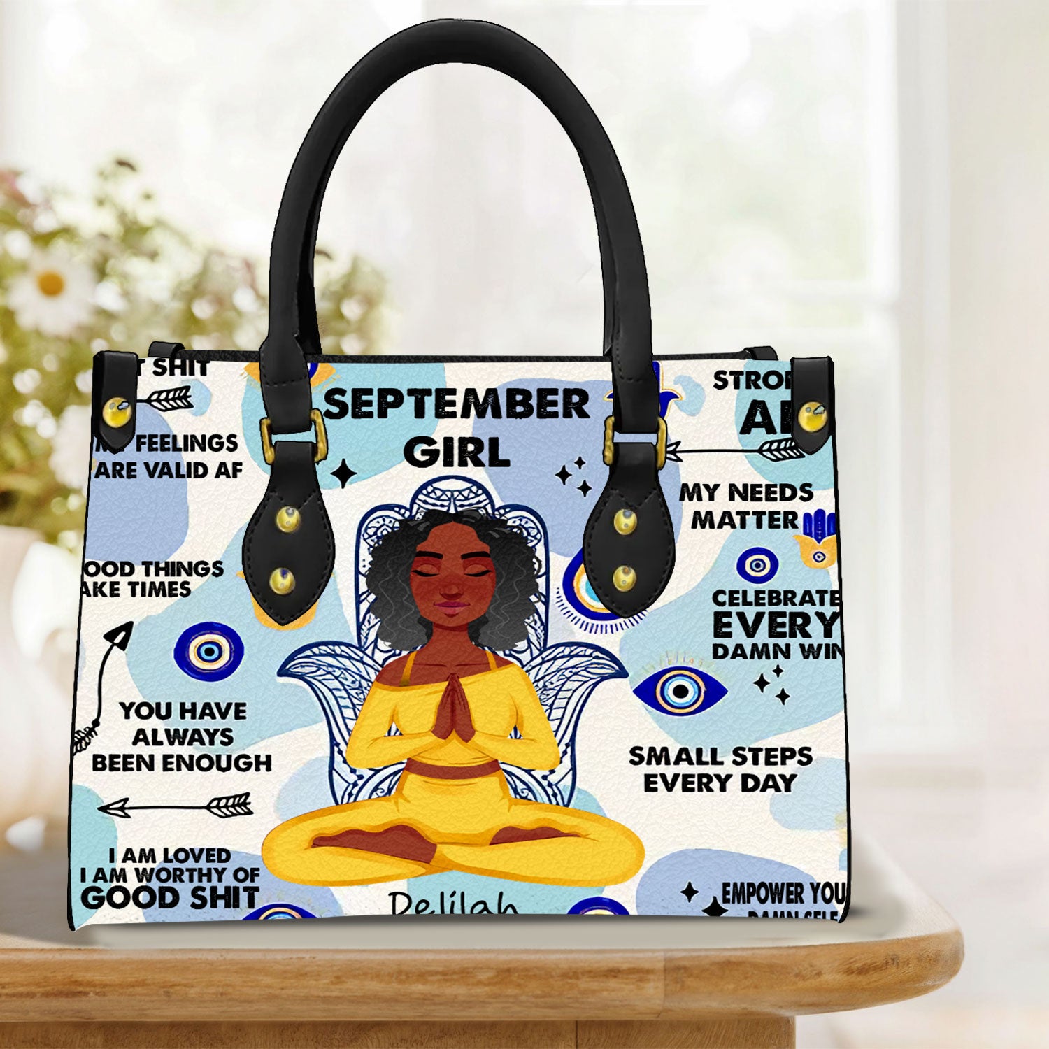 Personalized Leather Bag - Birthday, Handbag Personalized, Custom Birthday Gift for Yoga Lovers, Queens Are Born In September
