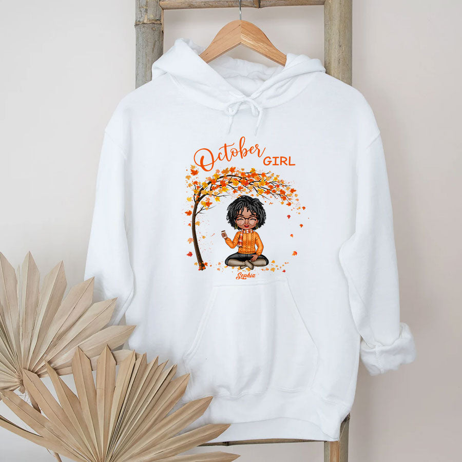 Custom October Birthday Shirt For Woman, Queens Are Born In October Gifts, Melanin Afro Woman Shirt, Black Girl Tee, Afro Queen Gift