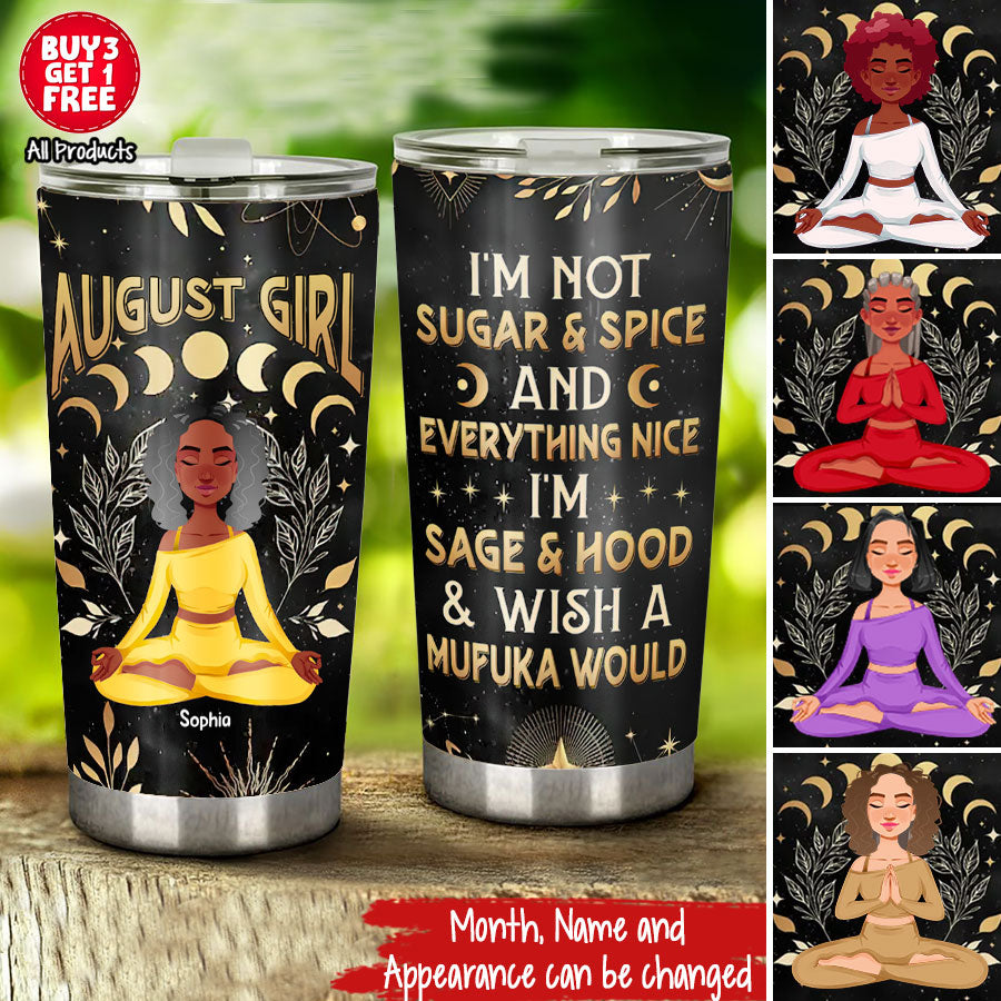 Personalized Tumblers, Birthday Tumbler, Birthdays In August, August Birthday Gifts For Her, Birthday Gift For Yoga Lovers