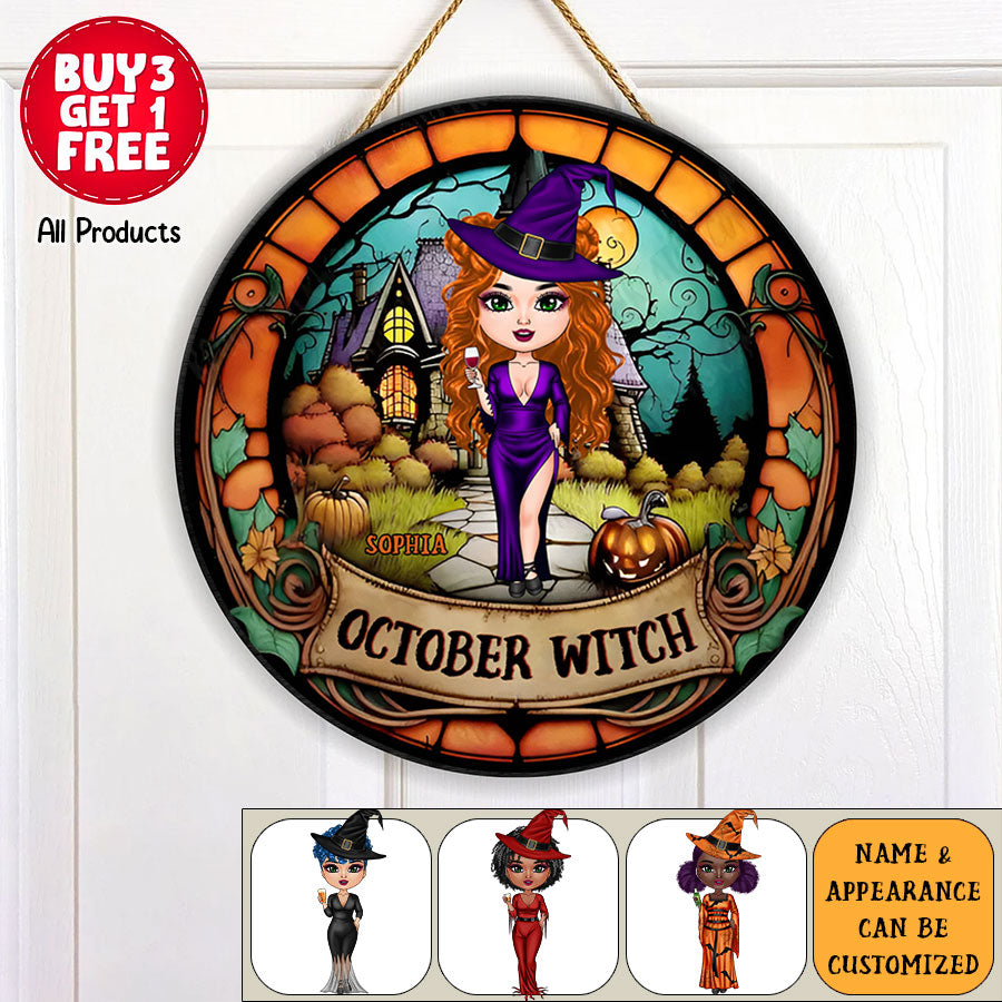 Custom October Birthday Door Sign, Queens Are Born In October Gifts, Halloween Door Sign