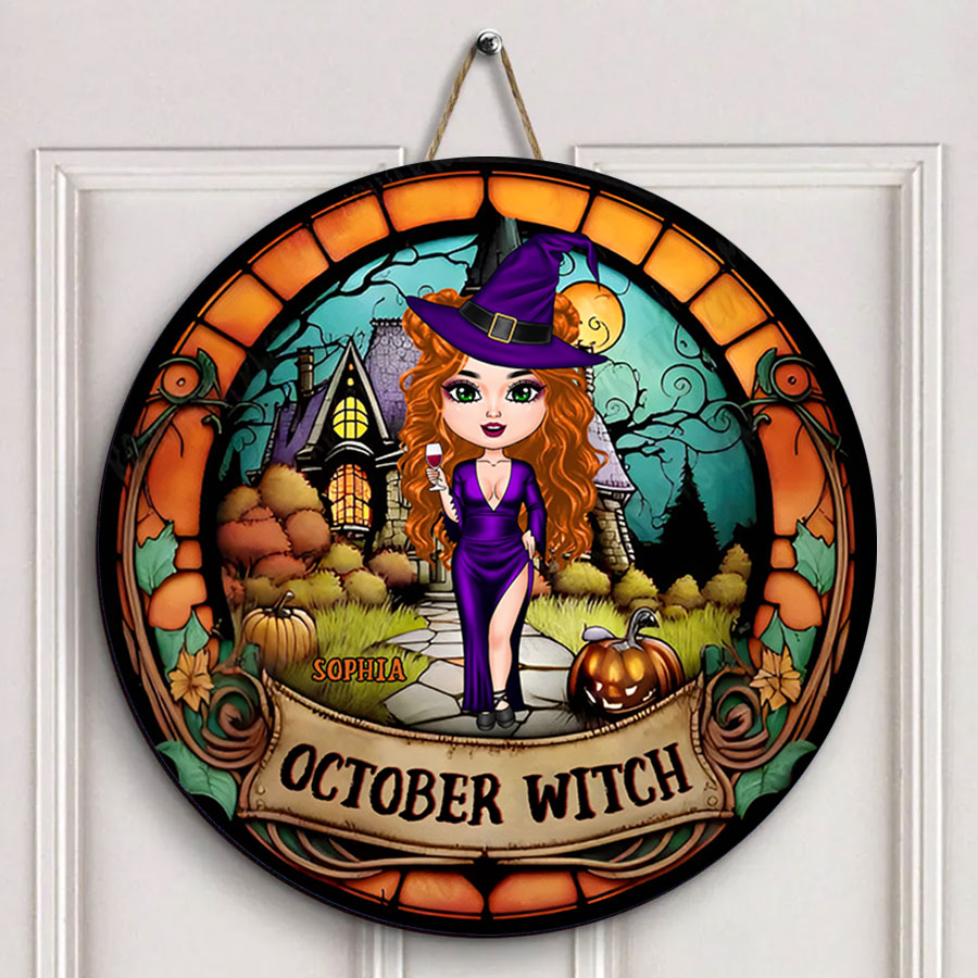 Custom October Birthday Door Sign, Queens Are Born In October Gifts, Halloween Door Sign