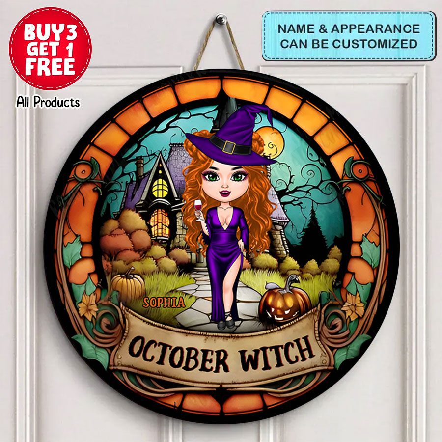 Custom October Birthday Door Sign, Queens Are Born In October Gifts, Halloween Door Sign