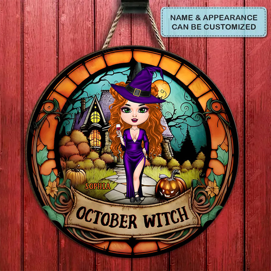 Custom October Birthday Door Sign, Queens Are Born In October Gifts, Halloween Door Sign