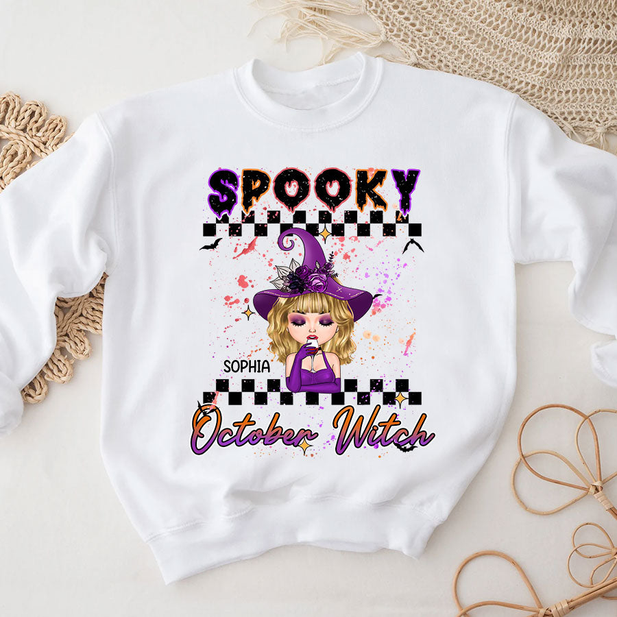 Custom October Birthday Shirt For Woman, Queens Are Born In October Gifts, Halloween Shirt