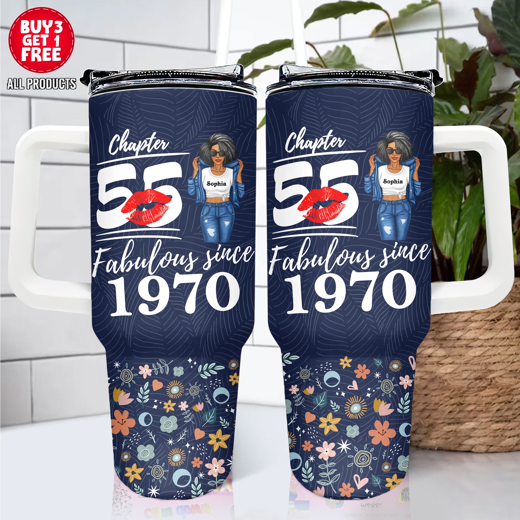 Personalized Tumbler With Straw, Gift Ideas 55th Birthday Woman-ALK