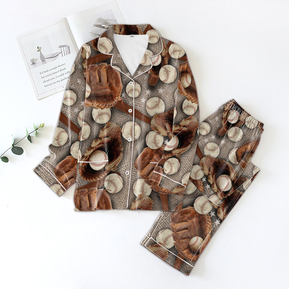 Personalized Women's Pajama Set, Gift For Baseball Lovers