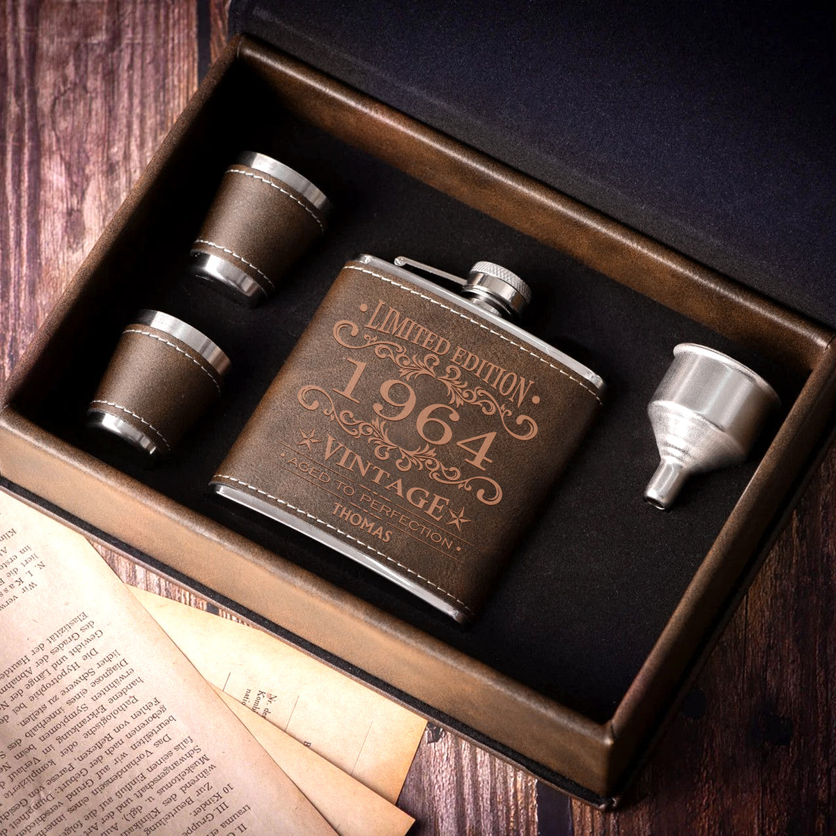 Personalized Flask Set, Flask Gift for Him, Flask for Men, Groomsmen Gifts, Best Man Gift, Dad Gift, Mens Gift, Lettering Boyfriend Gift-YPT-HMT