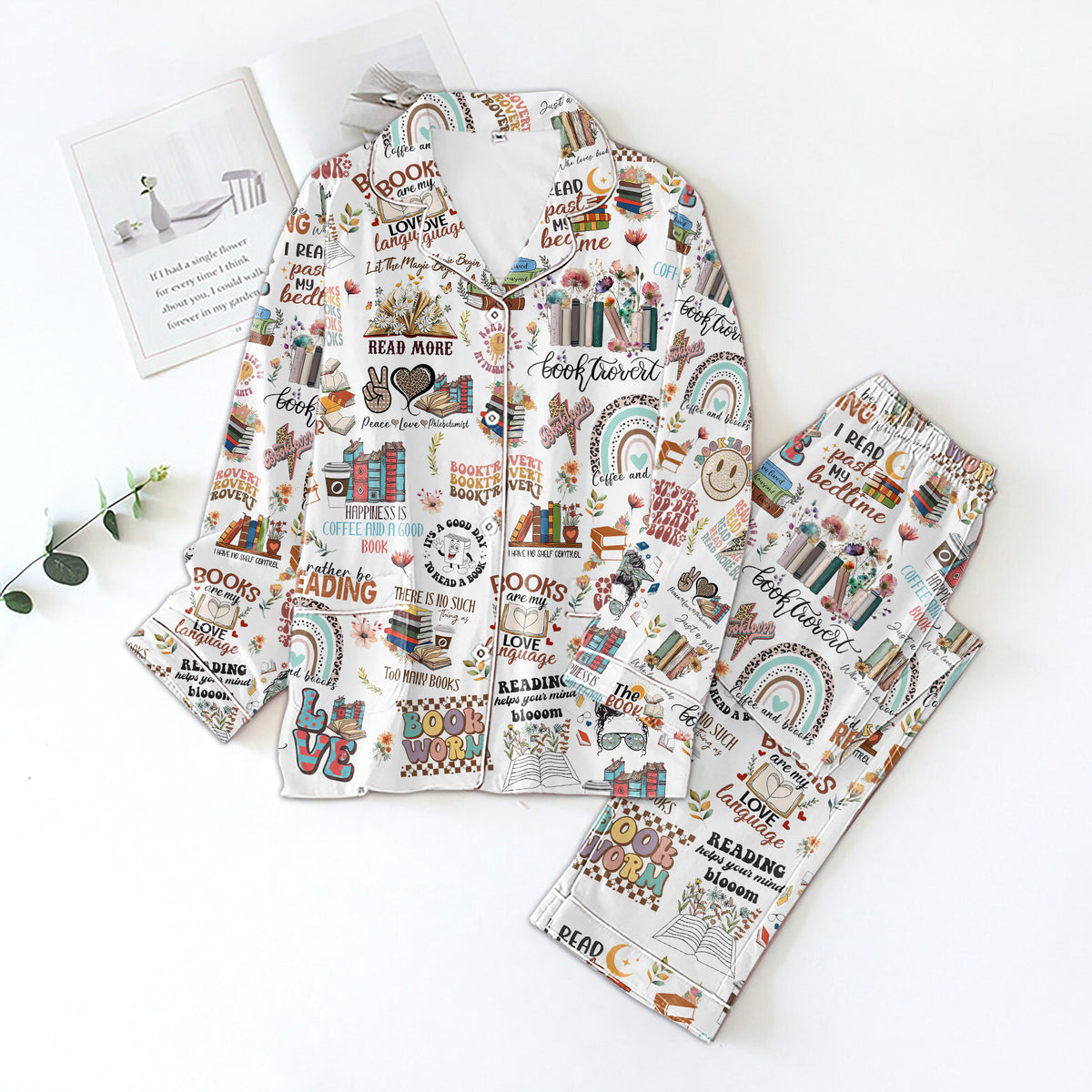 Personalized Women&#39;s Pajama Set, Gift For Book Lovers