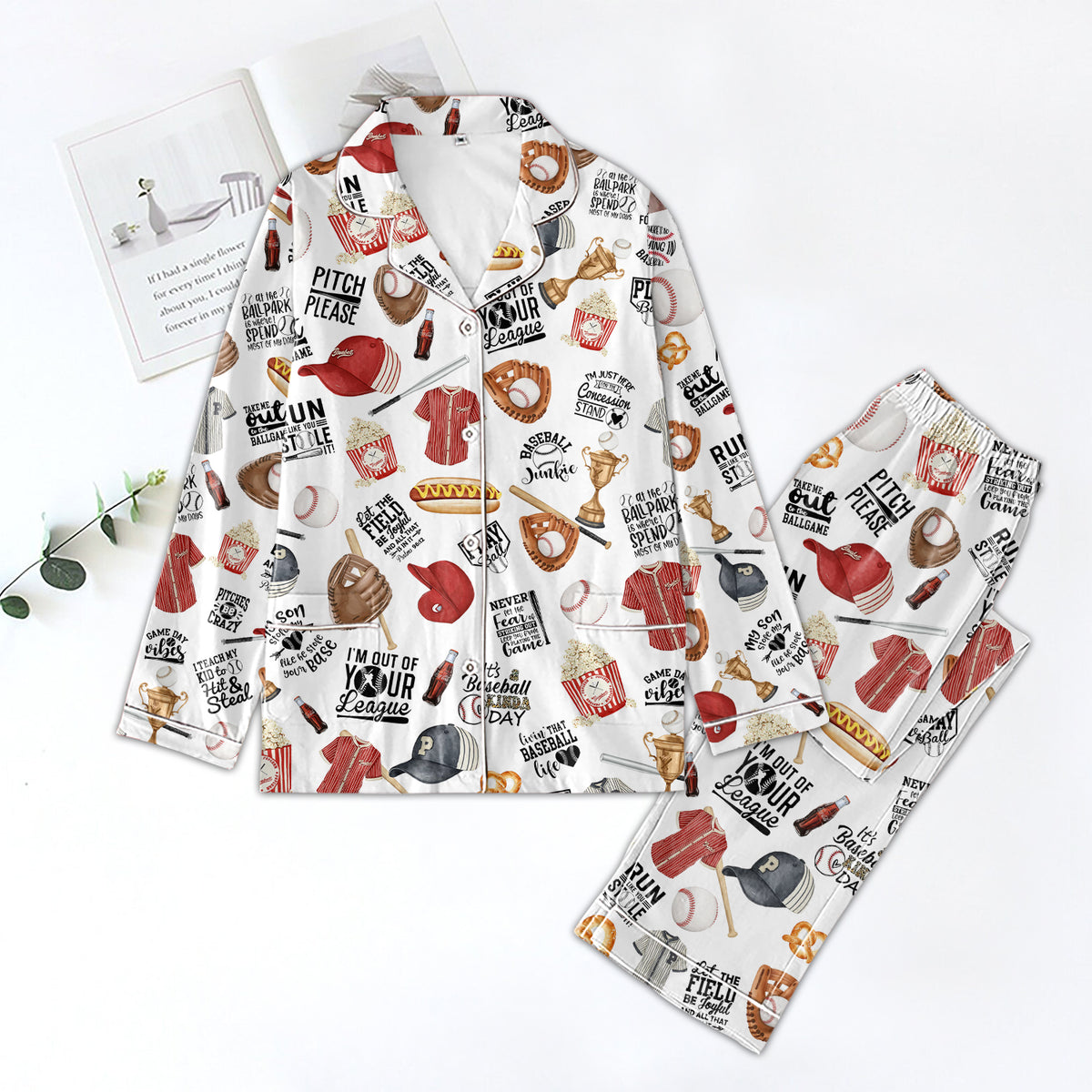 Women&#39;s Pajama Set, Gift For Baseball Lovers