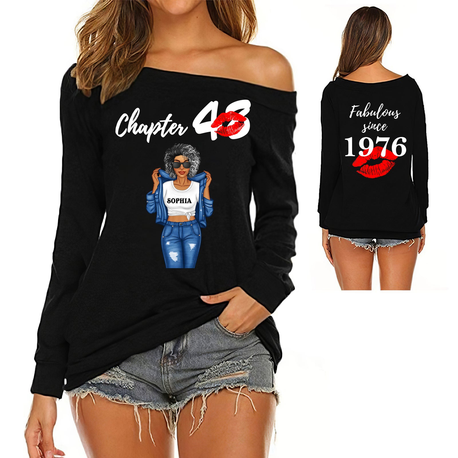 Women's Off-Shoulder Sweatshirt, Chapter 48, Fabulous Since 1976 48th Birthday - ALK