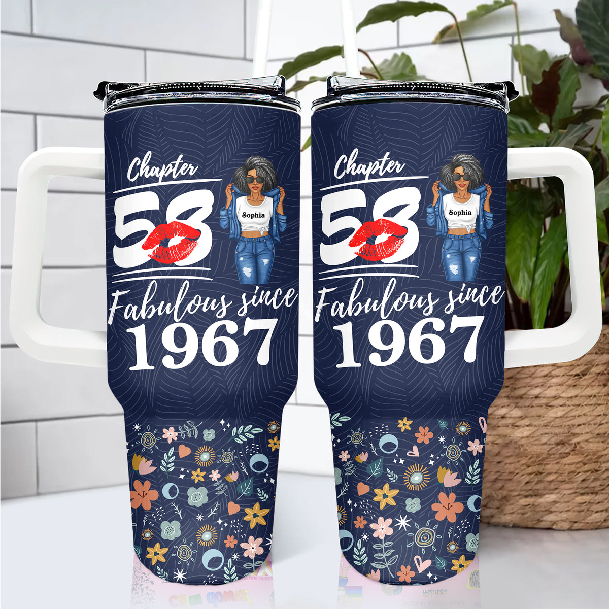 Personalized Tumbler With Straw, Gift Ideas 58th Birthday Woman-ALK