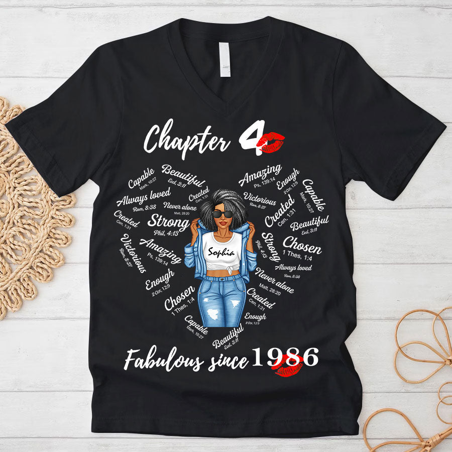 Chapter 40, Fabulous Since 1986 40th Birthday Unique T Shirt For Woman, Her Gifts For 40 Years Old , Turning 40 Birthday Cotton Shirt-TLQ