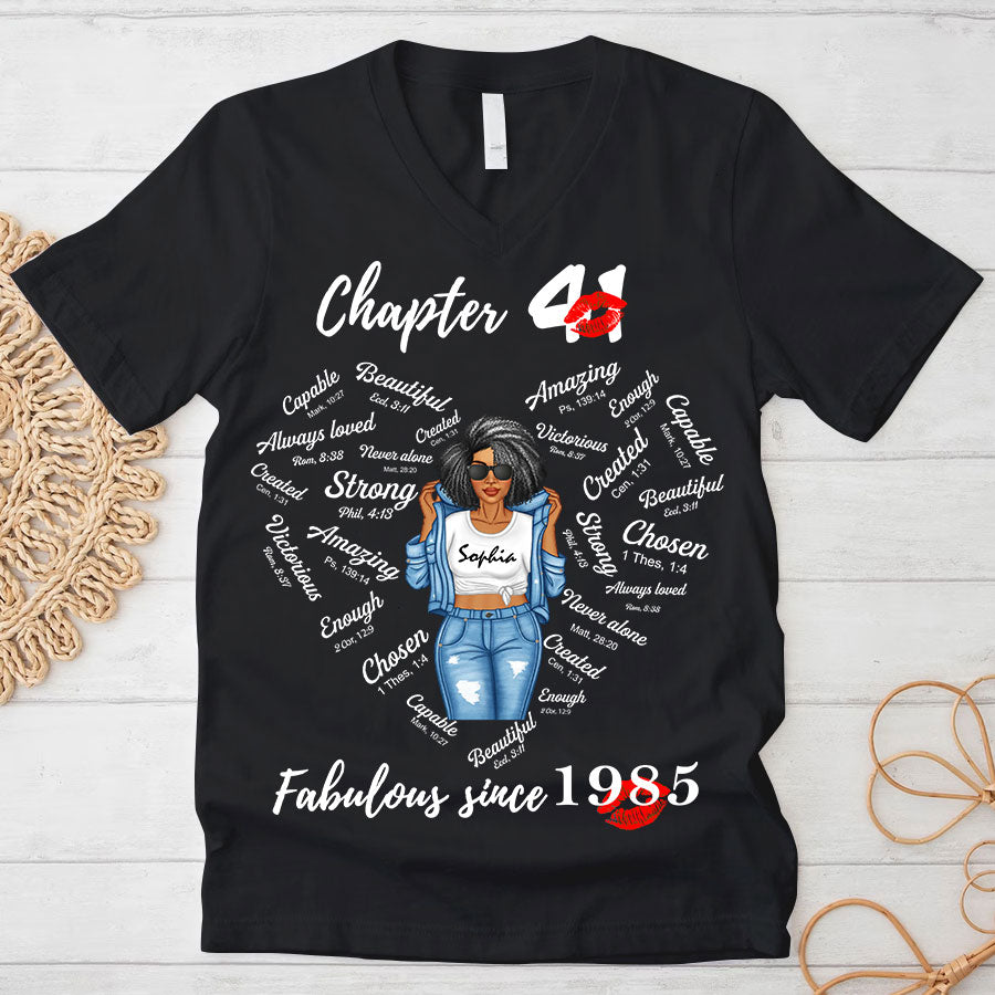Chapter 41, Fabulous Since 1985 41st Birthday Unique T Shirt For Woman, Her Gifts For 41 Years Old , Turning 41 Birthday Cotton Shirt-TLQ