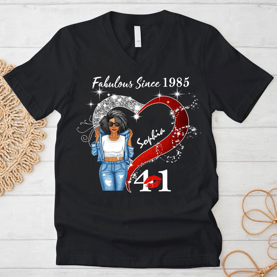 Custom Birthday Shirt, Her Gifts For 41 Years Old , Turning 41 Birthday Cotton Shirt, Fabulous Since 1985 - TLQ