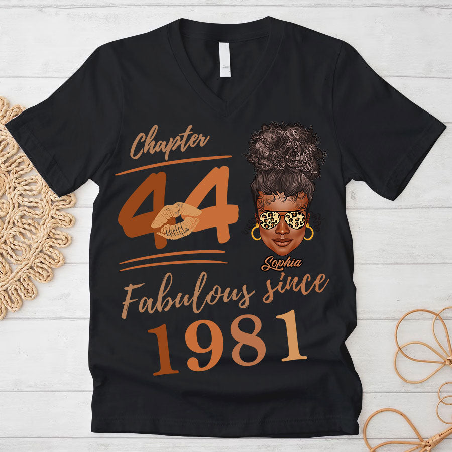 Chapter 44, Fabulous Since 1981 44th Birthday Unique T Shirt For Woman, Her Gifts For 44 Years Old , Turning 44 Birthday Cotton Shirt TLQ