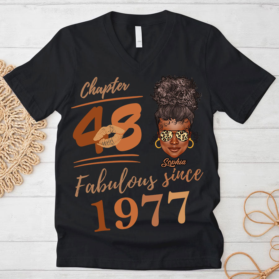 Chapter 48, Fabulous Since 1977 48th Birthday Unique T Shirt For Woman, Her Gifts For 48 Years Old , Turning 48 Birthday Cotton Shirt TLQ