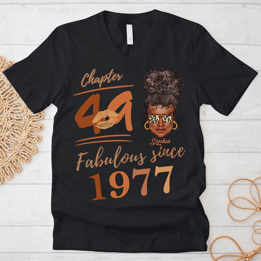 Chapter 49, Fabulous Since 1977 49th Birthday Unique T Shirt For Woman, Her Gifts For 49 Years Old , Turning 49 Birthday Cotton Shirt TLQ