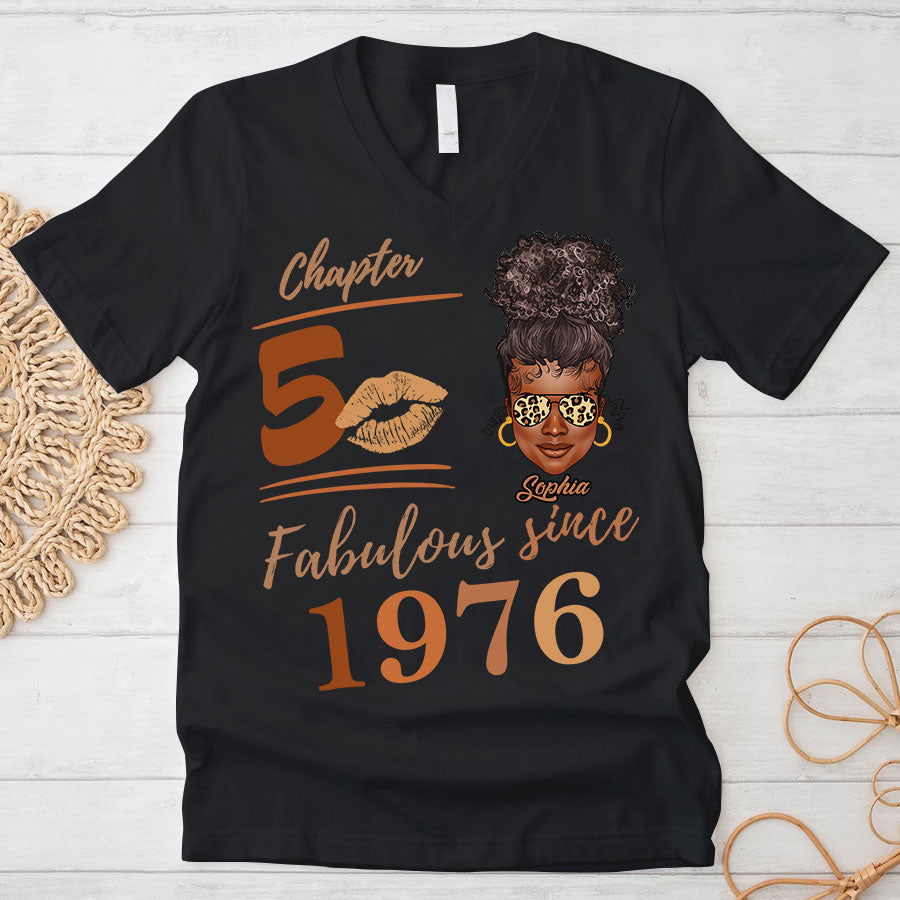 Chapter 50, Fabulous Since 1976 50th Birthday Unique T Shirt For Woman, Her Gifts For 50 Years Old , Turning 50 Birthday Cotton Shirt - TLQ
